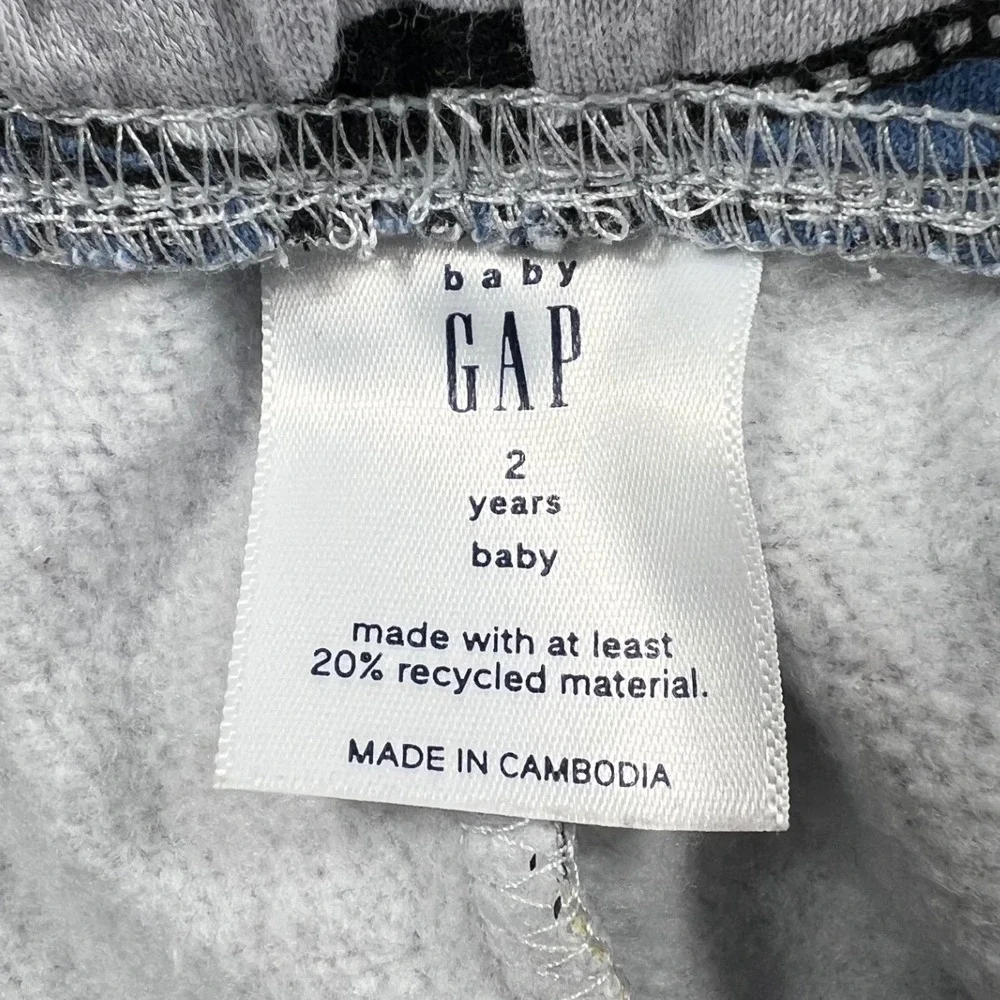 Baby Gap Construction Truck Hoodie Jogger Set 2 Years Gray Fleece Sweatsuit 2T